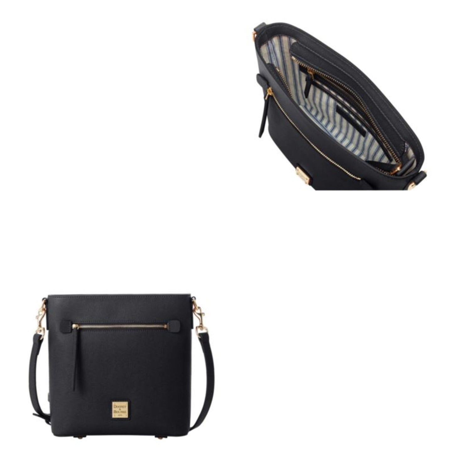 SAFFIANO ZIP CROSSBODY - (BLACK)