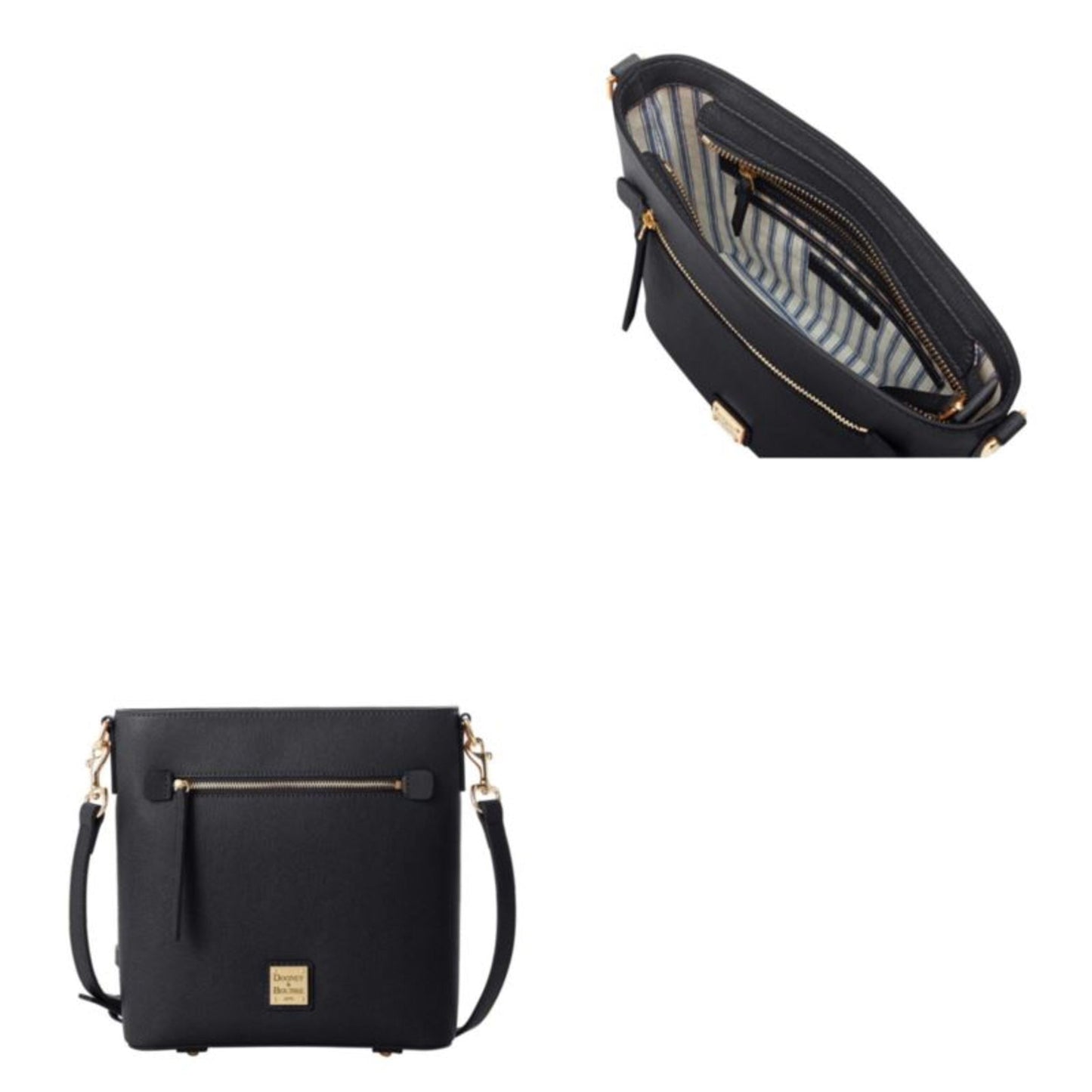 SAFFIANO ZIP CROSSBODY - (BLACK)