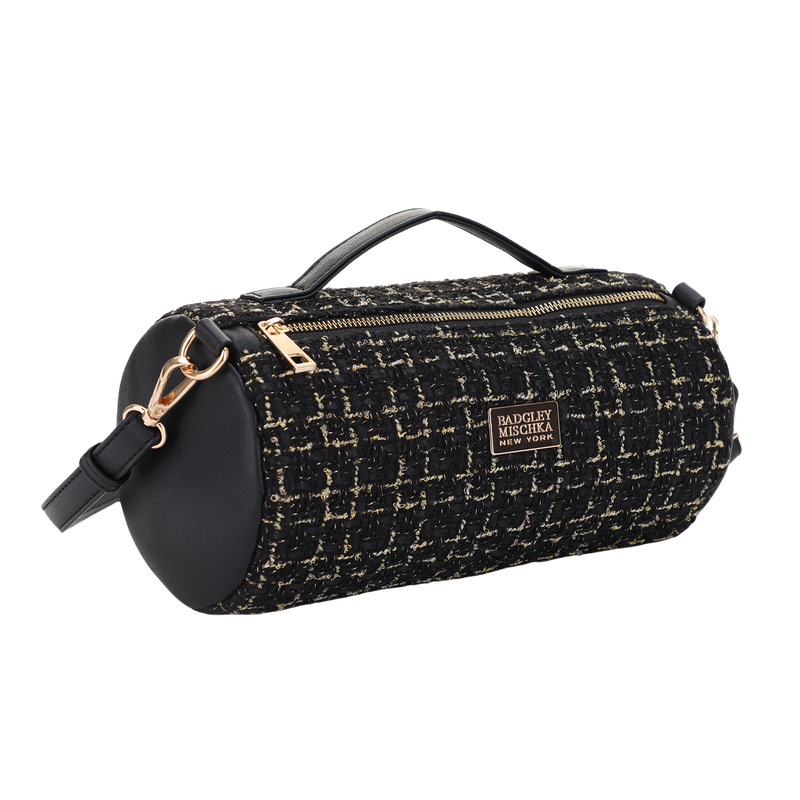 BADGLEY MISCHKA Tweed Barrel Bag