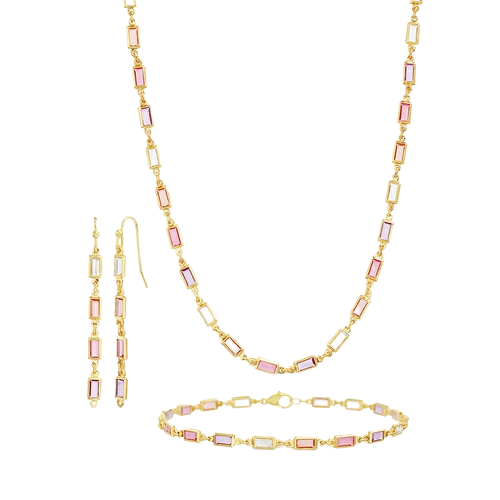 Multi CZ Baguette 7.5" Bracelet