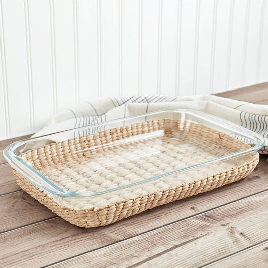 DOLLY 2PC GLASS BAKER WITH WICKER