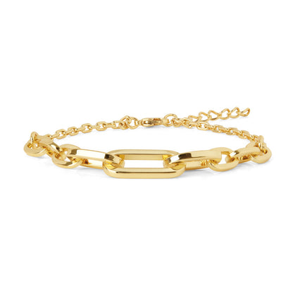 Woman's Gold Rectangle Watch & Gold Paperclip Bracelet
